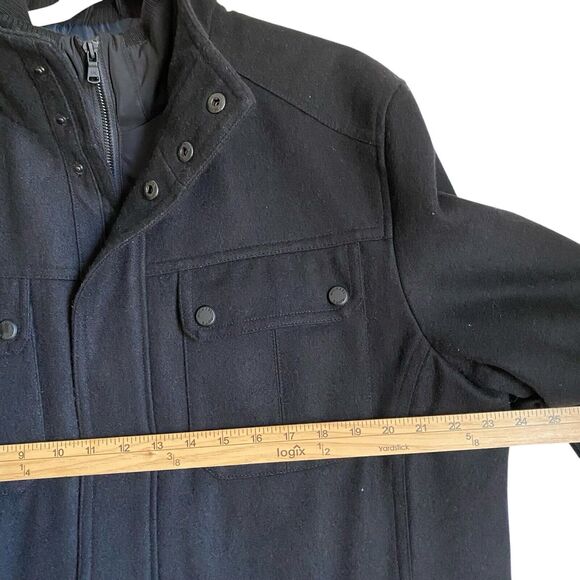Michael Kors Field Truck Wool Jacket Coat Men's L Black Quilted Lined Minimalist - Picture 9 of 12